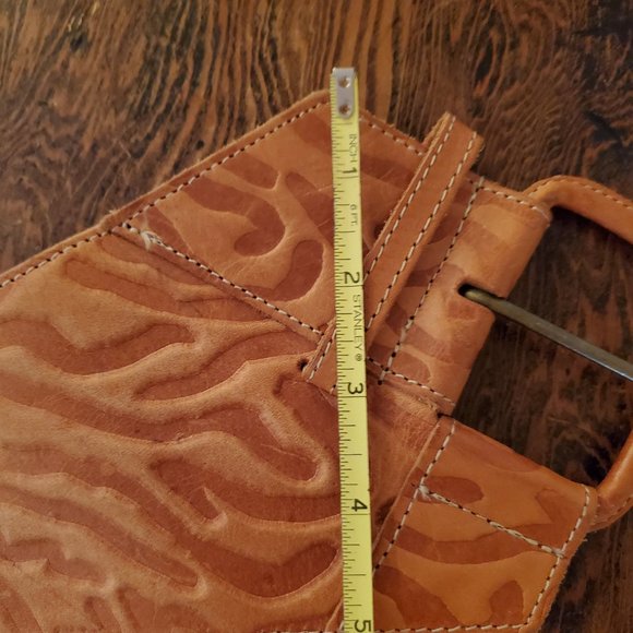 VINTAGE LEATHER ASYMMETRICAL BELT 80'S - Picture 4 of 6